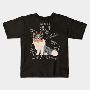 Blue Merle Sheltie Shetland Sheepdog Anatomy Kids T-Shirt